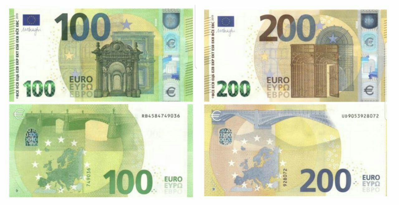 ♦️ اسکناس‌های جدید ۱۰۰ یورویی و ۲۰۰ یورویی تایید و معرفی شدند.