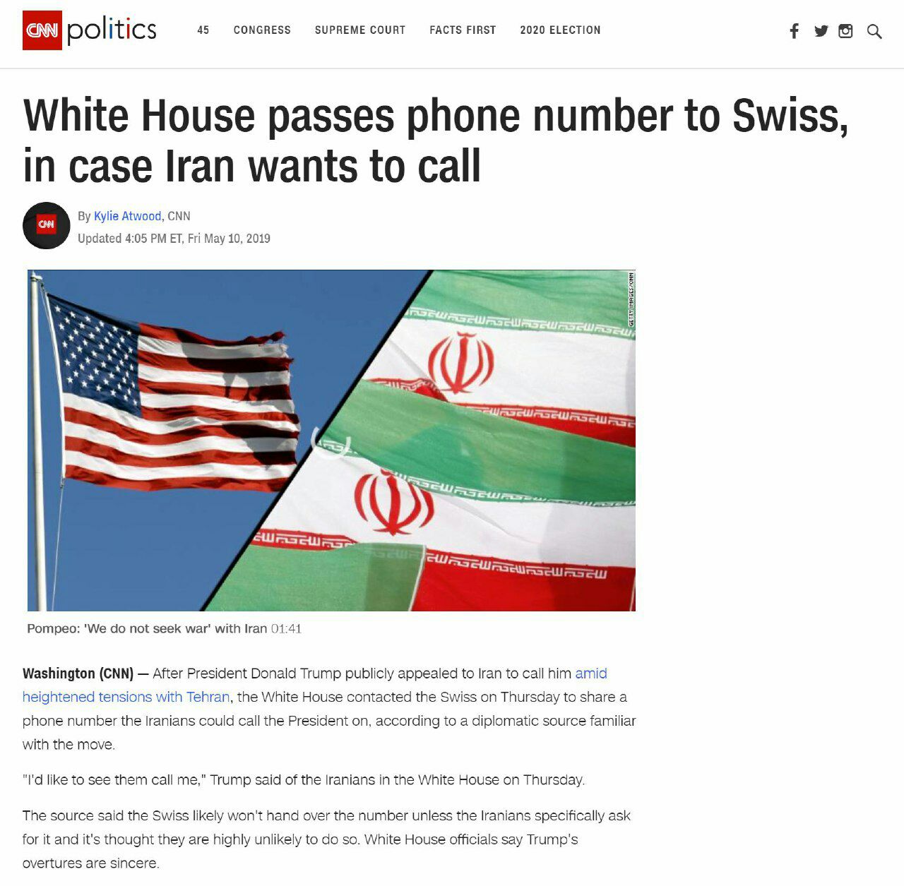♦️ سی‌ان‌ان: کاخ سفید برای ایران شماره تلفن فرستاده است