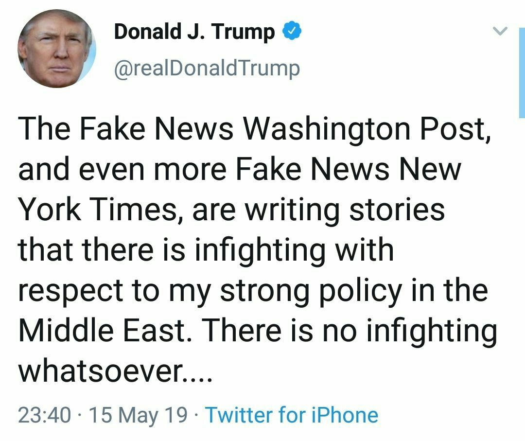 ♦️دونالد ترامپ:بر خلاف فیک نیوزهای واشنگتن پست  ونیویورک تایمز خبری از جنگ در منطقه نخواهد بود.