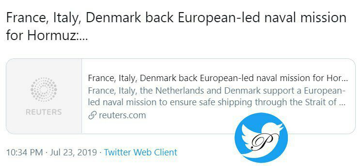 ️موافقت فرانسه، ایتالیا، دانمارک برای تشکیل نیروی دریایی مشترک ناظر در تنگه هرمز