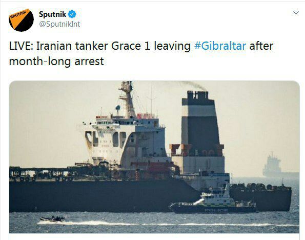 ️اسپوتنیک در خبری فوری اعلام کرد که گریس 1 حرکتش را برای خروج از جبل‌الطارق آغاز کرده است.