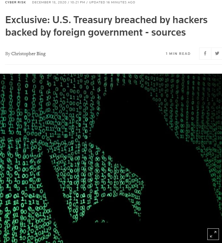 وزارت خزانه‌داری آمریکا مورد حمله سایبری قرار گرفت