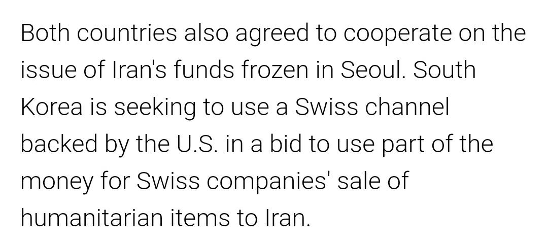 ️آمریکا و کره “فقط” موافقت کردند تا در مورد پولهای بلاک شده ایران در کره همهانگی کنند