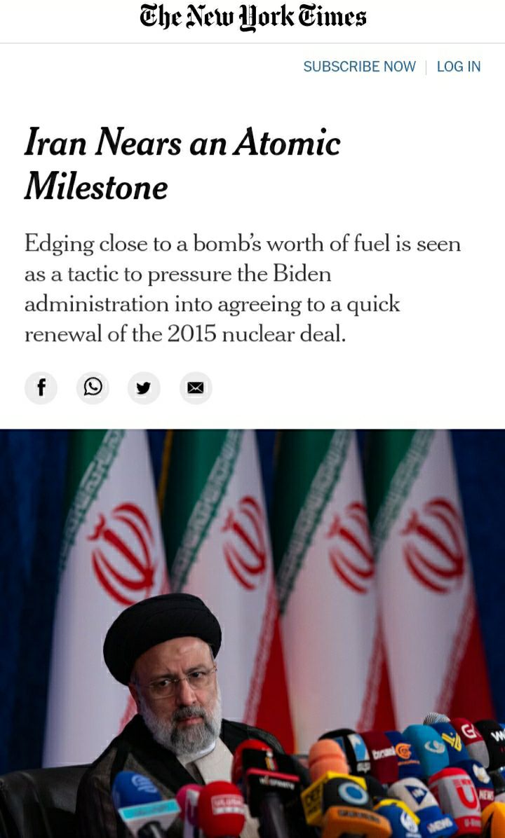 ️نیویورک تایمز: ایران می‌تواند یک ماهه کلاهک هسته‌ای تولید کند